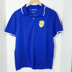 Warner Bros Looney Tunes Polo Shirt XL Blue Marvin the Martian Embroidered